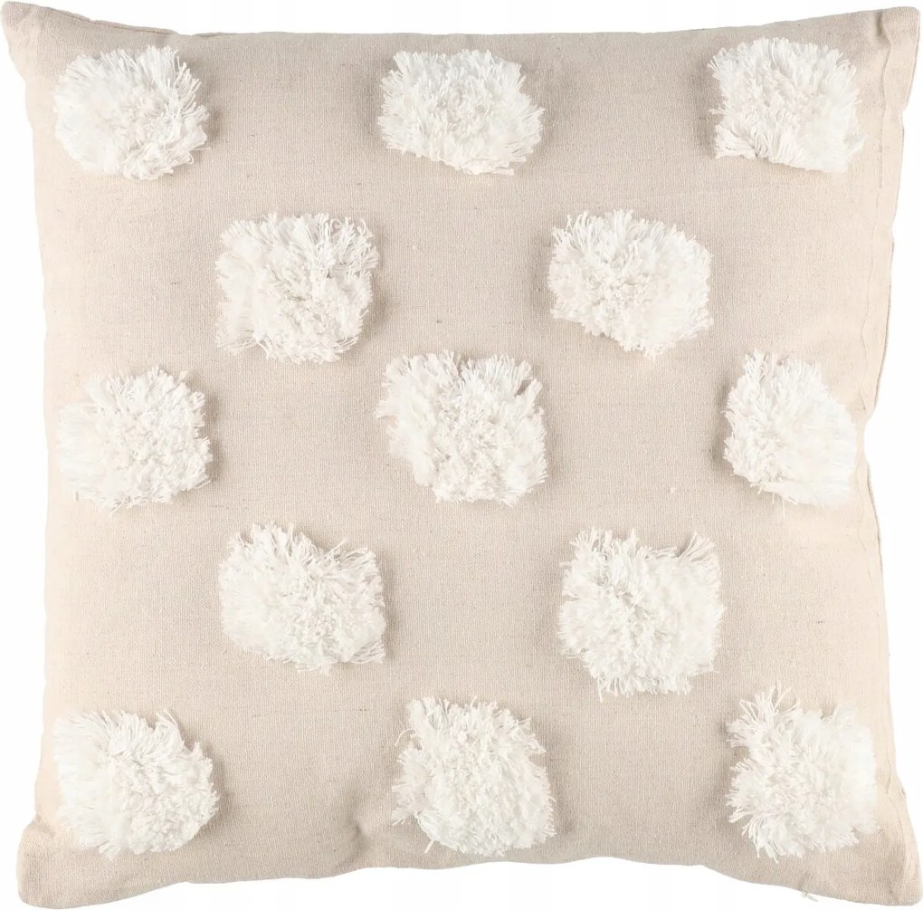 Stílusos Bézs Díszpárna Pomponokkal 45 X 45 CM