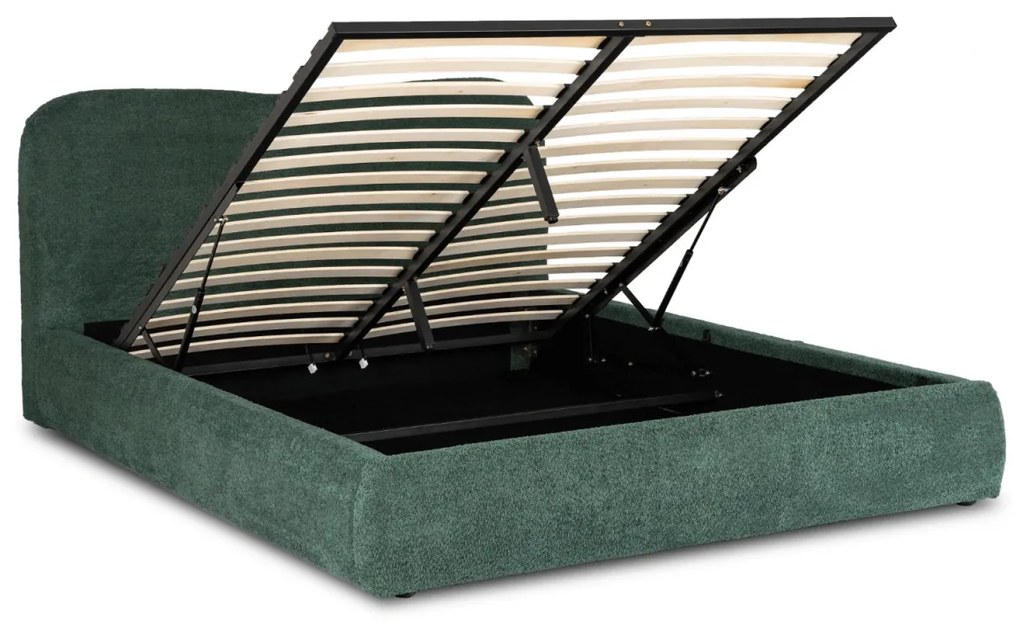 Kárpitozott Franciaágy Zöld Színben Ágynemütartóval. 160x200 BRISTOL