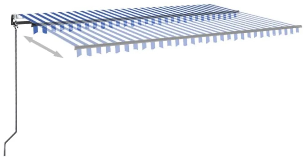 kék/fehér automata szélérzékelős és LED-es napellenző 500x300cm