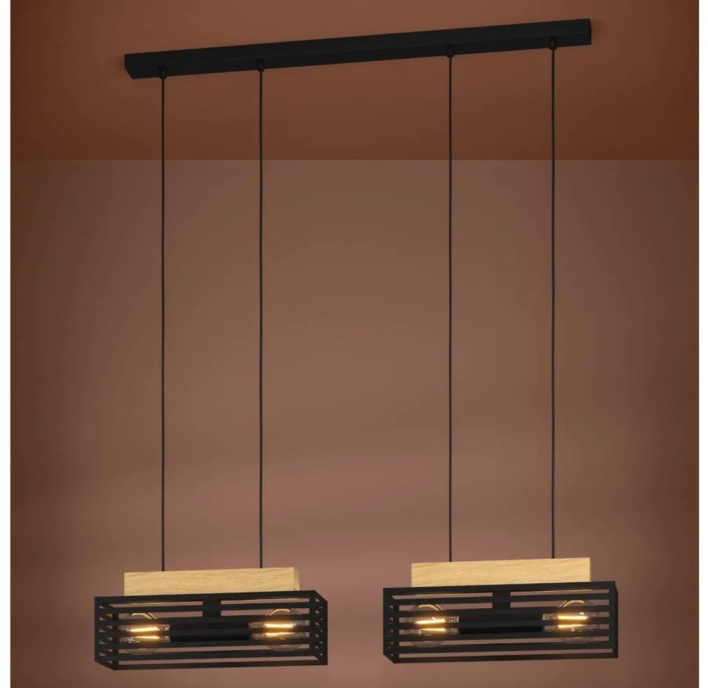 Eglo 390164 - Csillár zsinóron CIDRAZ 4xE27/40W/230V fekete/barna