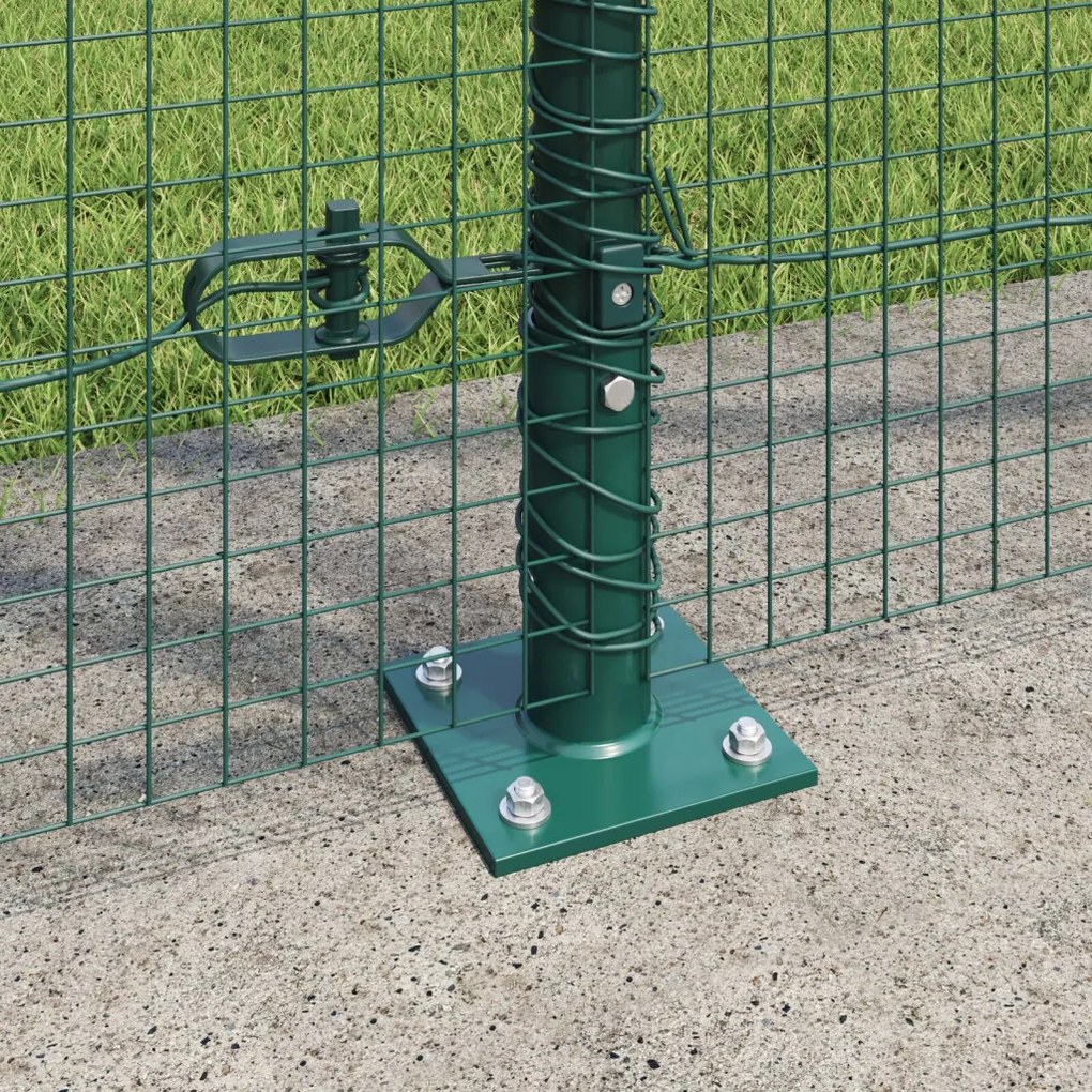 Varrat Nélküli Drótkerítés 7 Flanged Posts Zöld 1.4x10 m Acél
