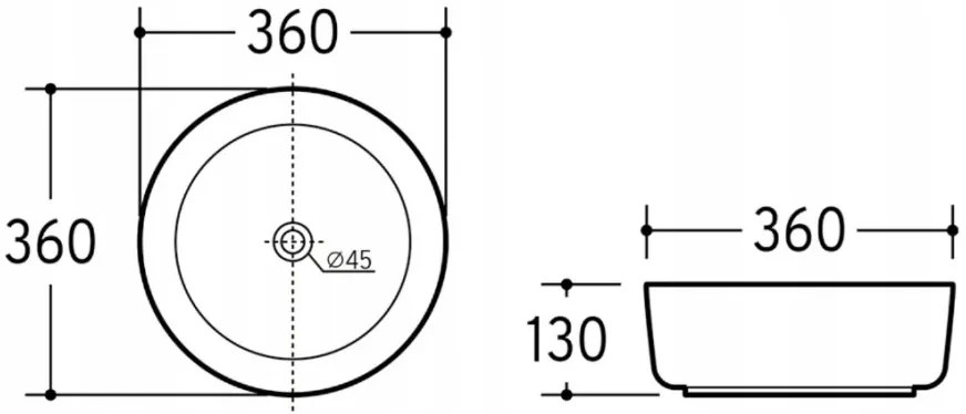 Eros SIMPLE 8 - PULTRA ültethető - Top Counter - porcelán mosdó - MATT FEKETE - 36 x 36 x 13 cm