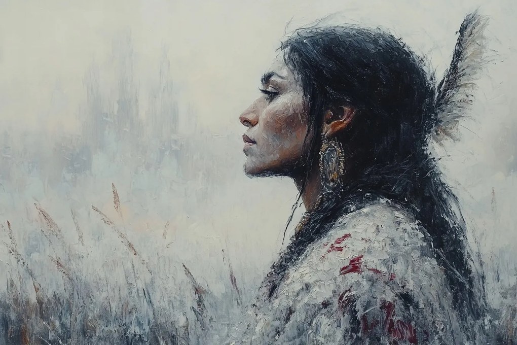 Vászonkép Canvas Portré Profil Nő Indián Etno Tribal 60x40