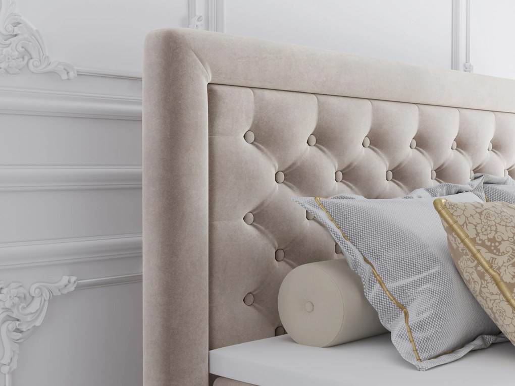 Franciaágy Boxspring 160 cm Gllamy (bézs) (tárolóhellyel). 1020294