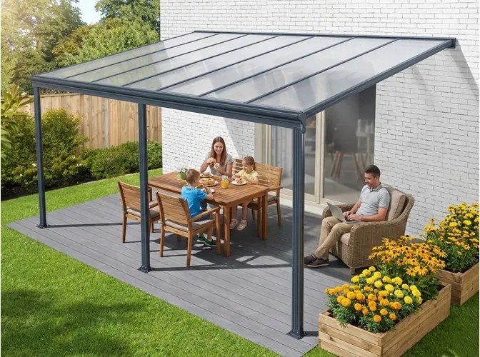alumínium pergola LANITPLAST WALL 53 antracit + clear PC LG2129