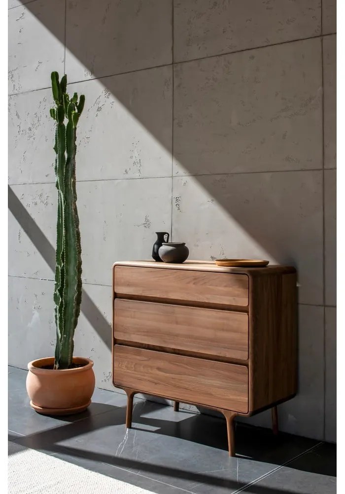 Barna diófa komód 90x90x45 cm Fawn – Gazzda