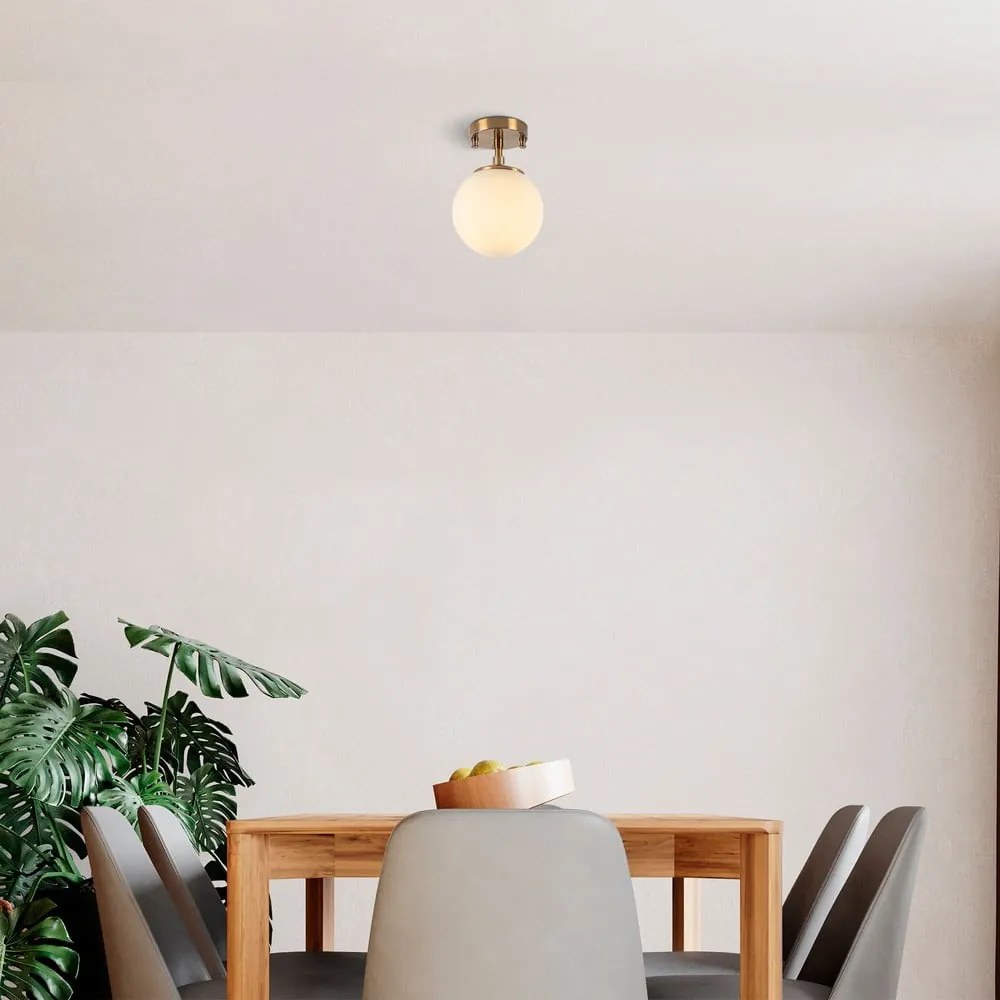 Fehér-sárgaréz színű mennyezeti lámpa üveg búrával ø 15 cm Atmaca – Opviq lights