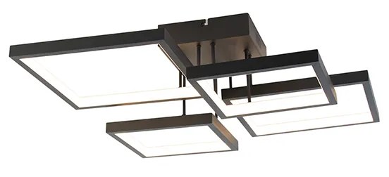 Mennyezeti lámpa fekete, beépített LED-del, 3 fokozatú fényerő-szabályozóval, 4 lámpás - Lejo