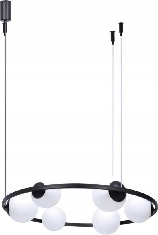 Függő lámpa Orbit 6 tejgömbök a gyűrű körön