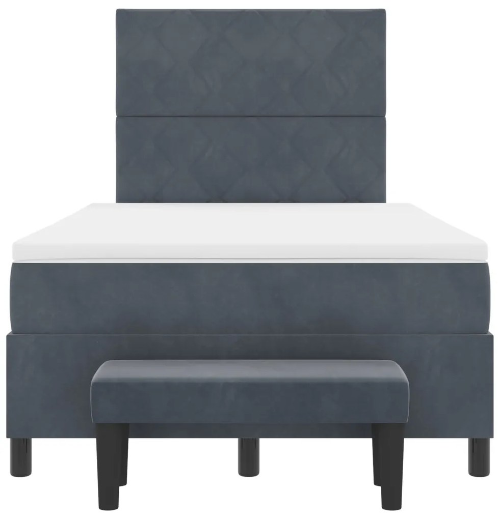 Box Spring Ágy Matraccal és Paddal Sötétszürke 120x190 cm Bársony