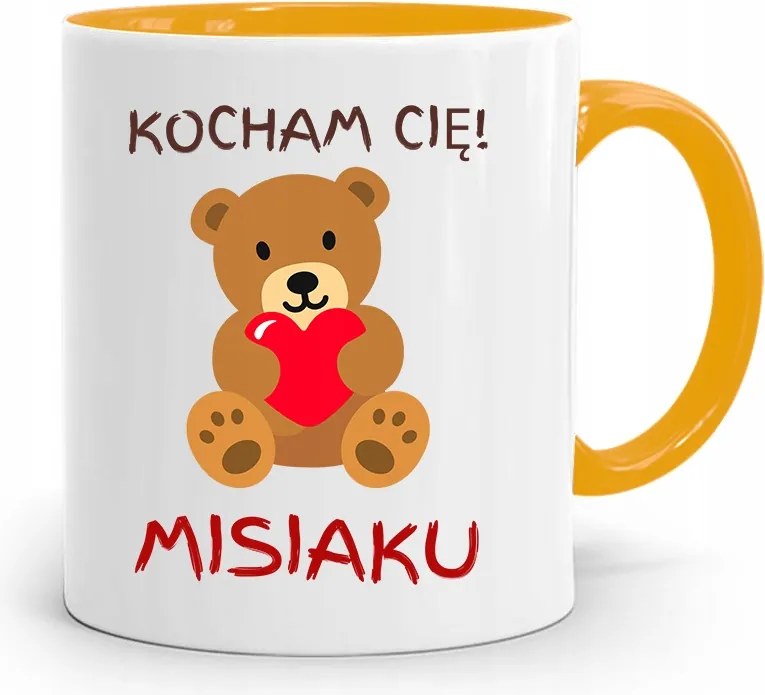 Sárga Bögre Valentin Napra Szeretlek Mackó nyomott mintával