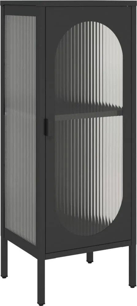 vidaXL fekete üveg és acél tálalószekrény 40 x 35 x 105 cm
