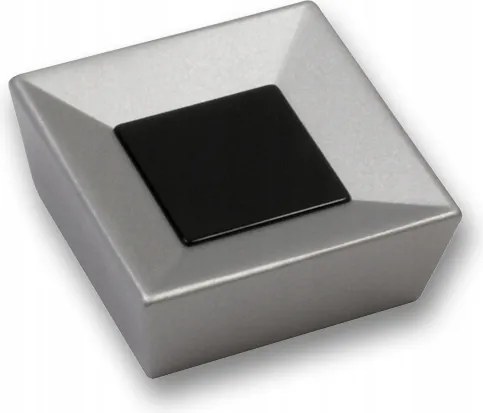 Bútorfogantyú gomb Siro 2100-39PB21A3 alumínium/fekete hatás