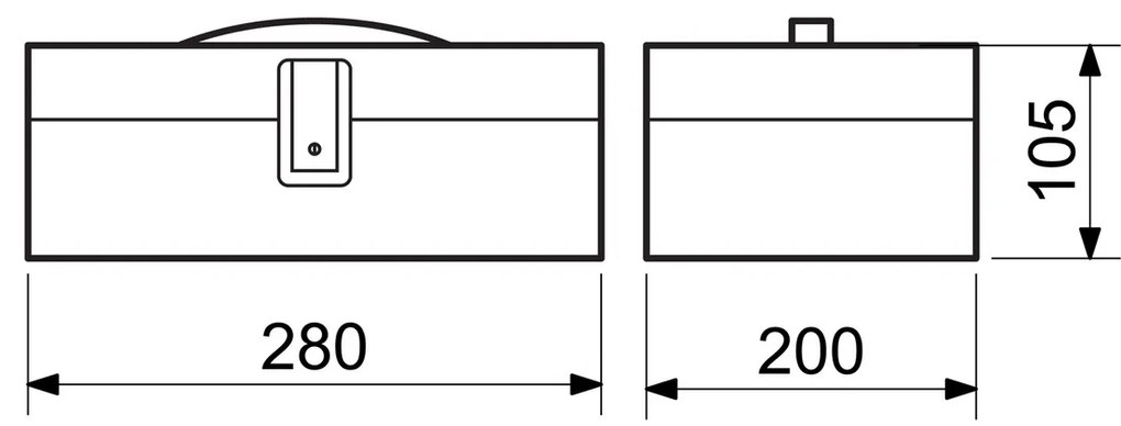 TS.816 univerzális acél pénztár fekete , 12,5 x 29 x 21,5 cm