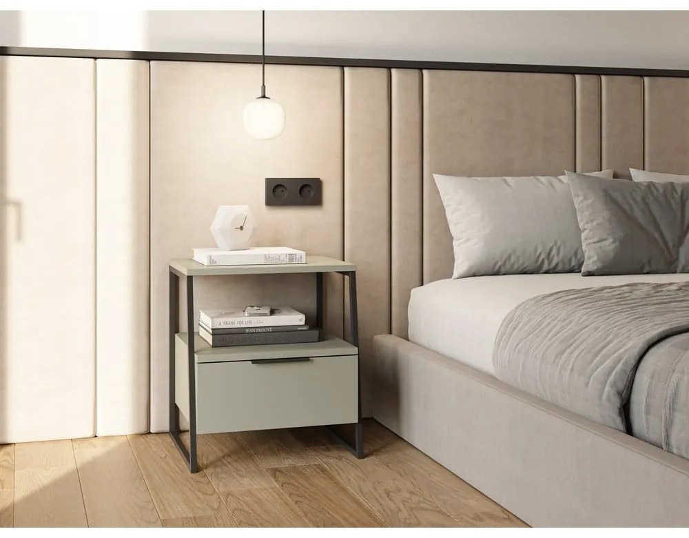 Zöldesszürke éjjeliszekrény Velia – Marckeric