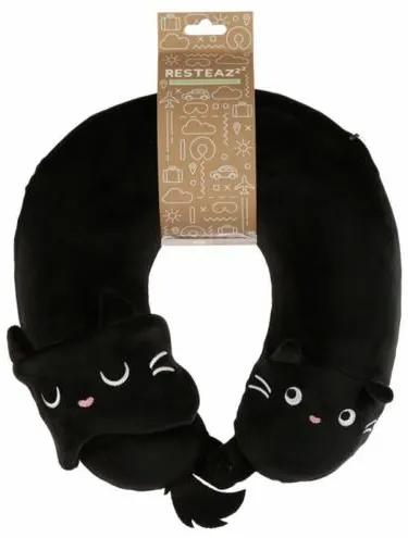 Fekete cica memória habos nyakpárna szemtakaróval