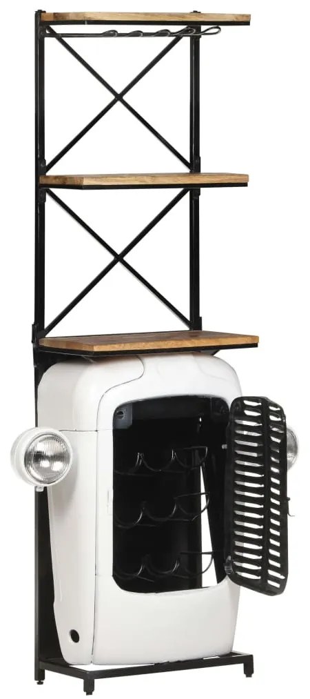 Fehér nyers mangófa traktor borszekrény 49 x 31 x 172 cm
