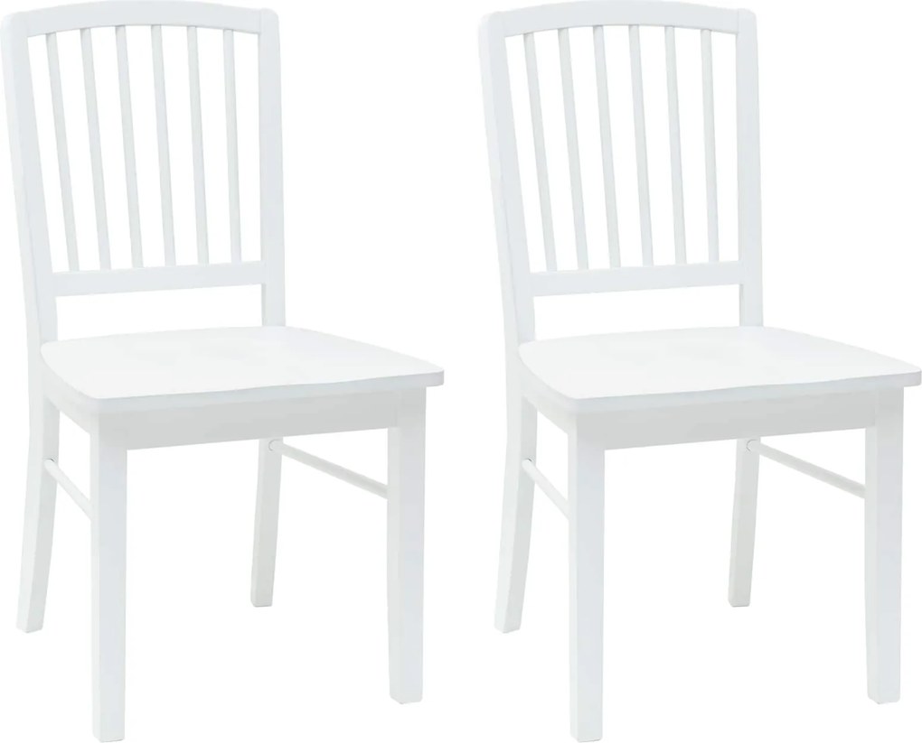 vidaXL Étkező Székek 2 pcs Fehér 50 x 52,5 x 91 cm Tömör Gumi Fa