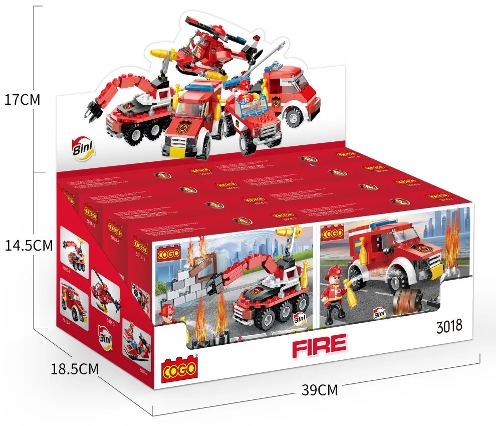 COGO® 3018 | lego-kompatibilis építőjáték | 845 db építőkocka | Tűzoltós 8-as készlet
