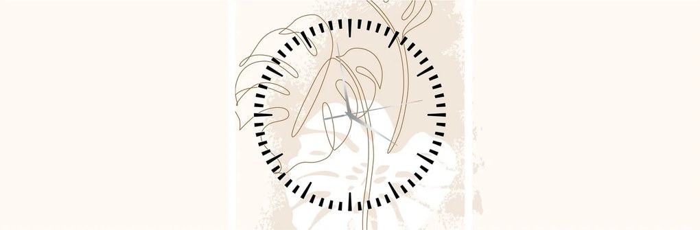 Kép - Line art monstera N⁰1 (órával) (90x30 cm)
