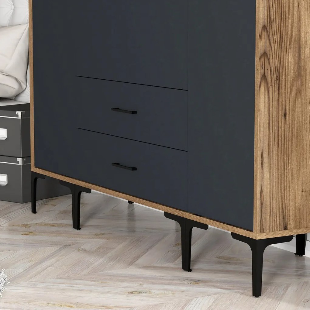 Kumsal gardróbszekrény, dió-antracit, 160 cm – TR845HCT5479