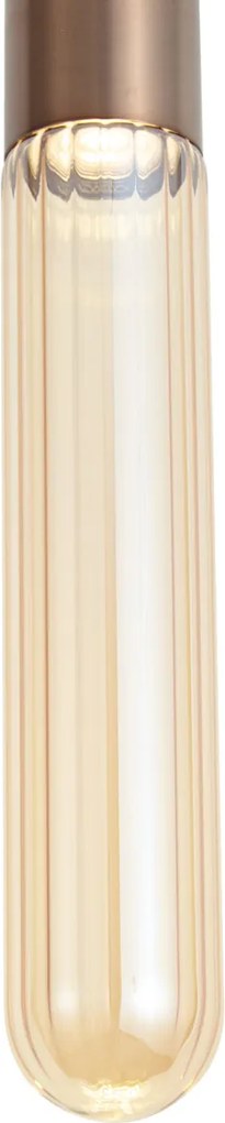Art Deco függőlámpa sötét bronz bordázott üveggel IP44 - Walcott