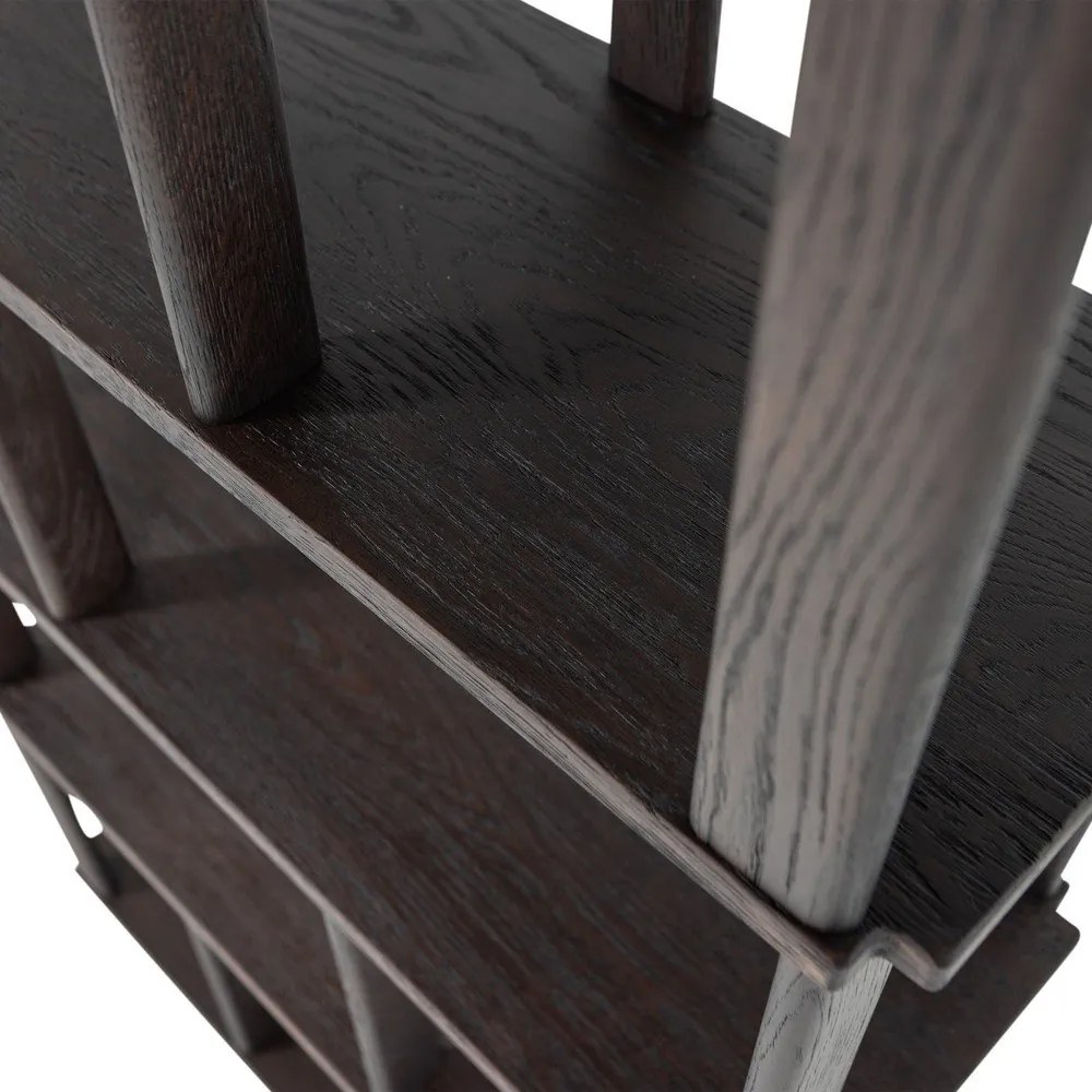 Sötétbarna tölgyfa könyvespolc 90x186x30 cm Riss – WOOOD