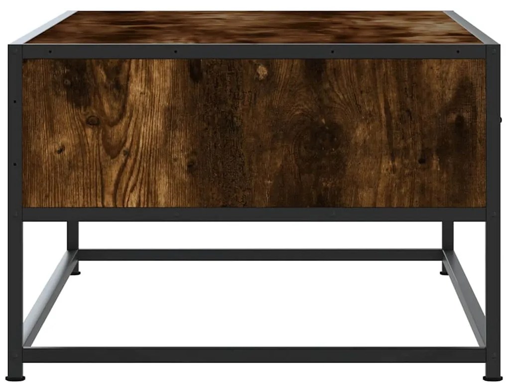 vidaXL füstös tölgy szerelt fa és fém dohányzóasztal 100 x 50 x 35 cm