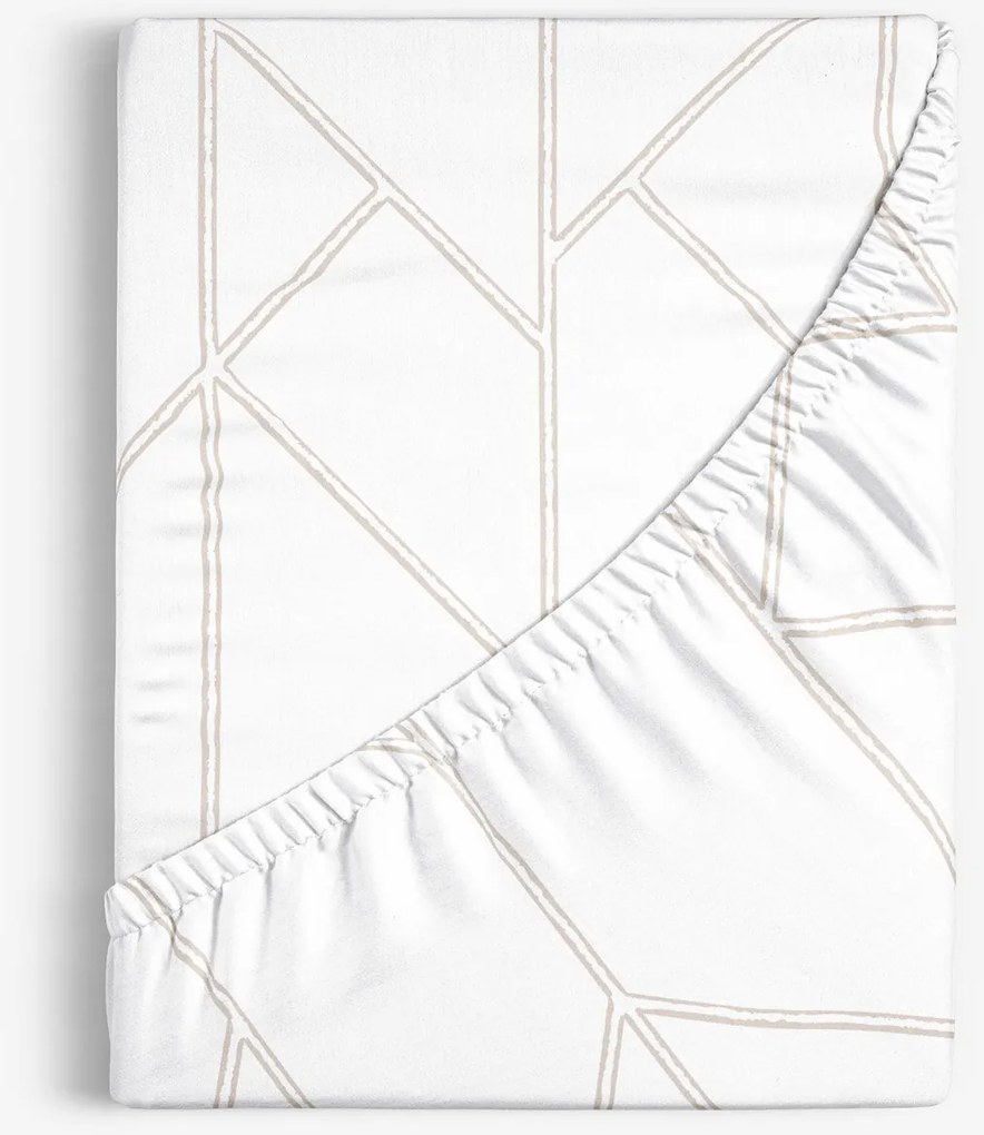 Goldea pamut gumis lepedő - geometriai vonalak fehéren 80 x 160 cm