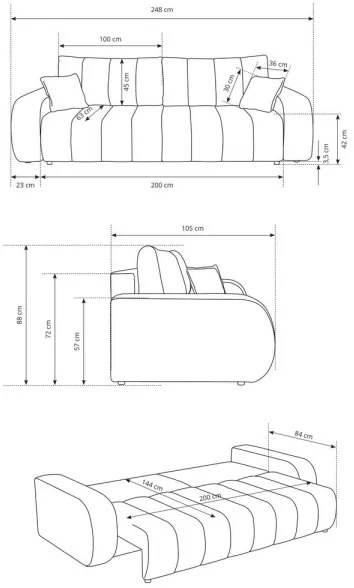 DESIO kinyitható háromszemélyes kanapé, bézs