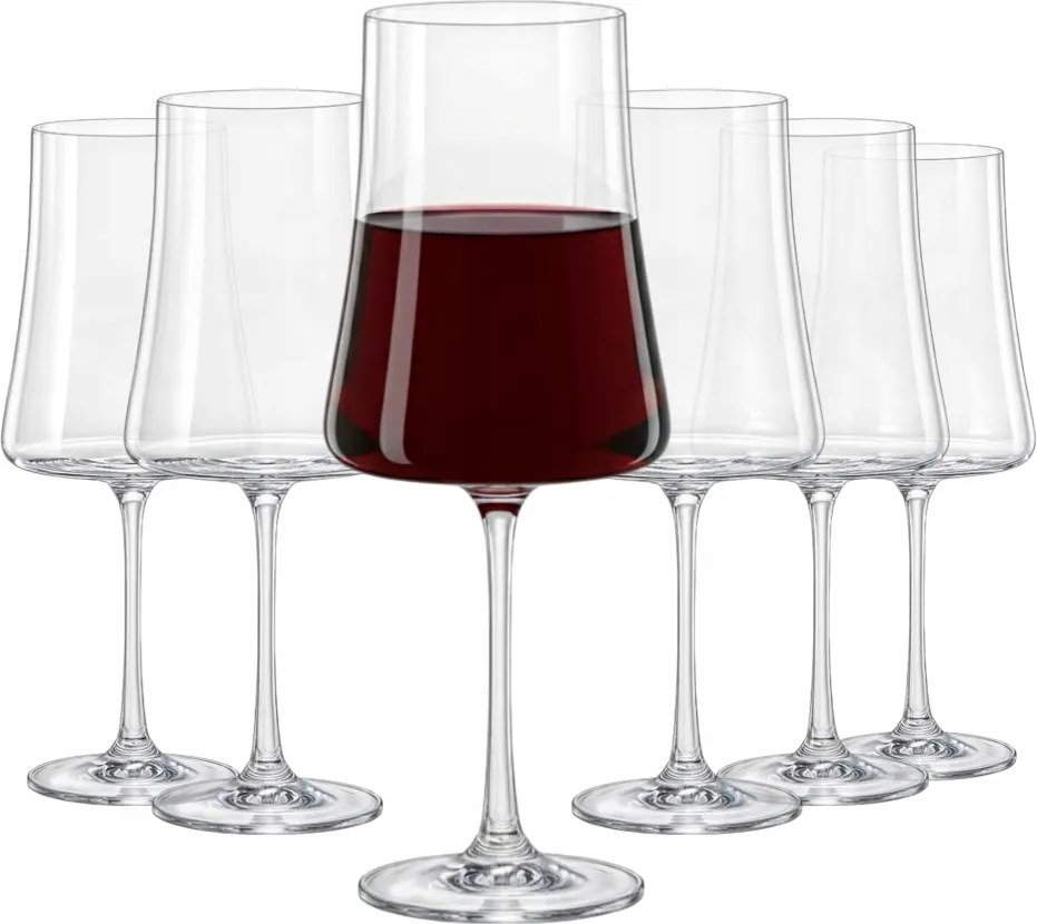 6x Fehér-vörös Borospohár Kristályvíz 350 ML Szett