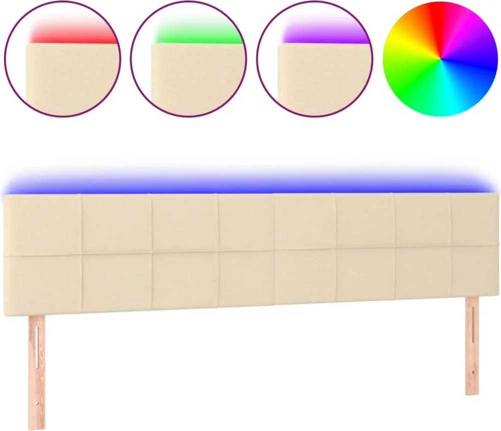 vidaXL krémszínű szövet LED-es fejtámla 160x5x78/88 cm