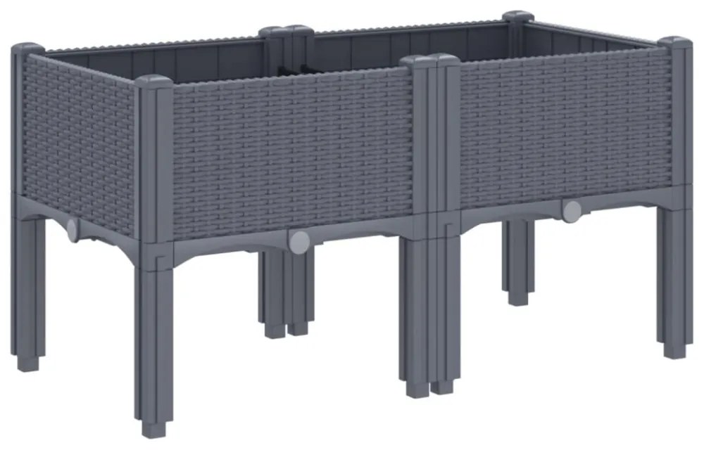 vidaXL kékszürke PP rácsos kerti ültetőláda 80 x 40 x 42 cm