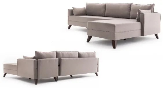 KORFU L-alakú jobb oldali sarokülőgarnitúra, krémszínű