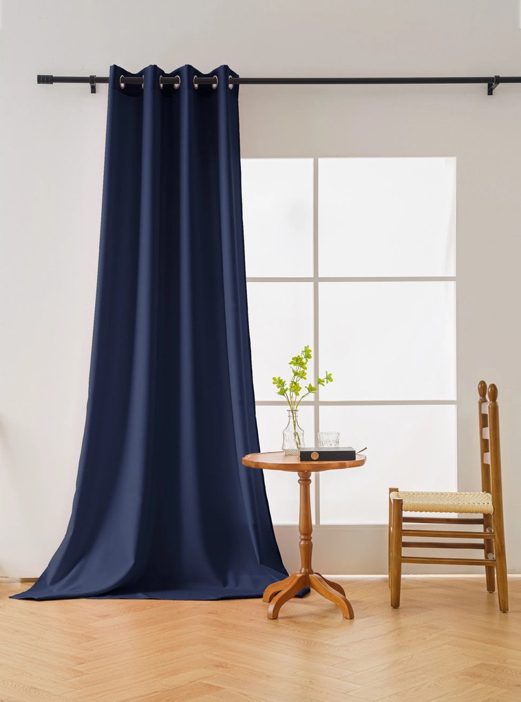 Függöny OXFORD LIGHT 140x250 cm, sötétkék Felfüggesztés: Fém gyűrűk