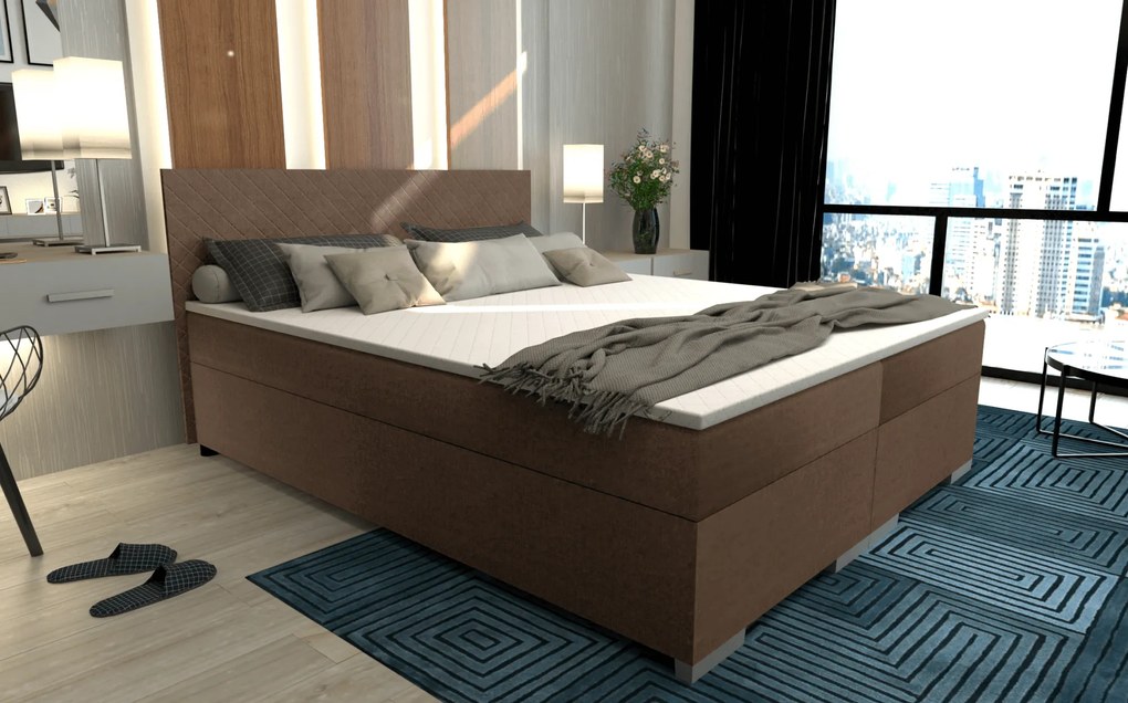 Boxspring ágy, barna, 160x200, ADARA