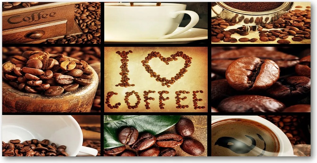 Fotó-kép edzett üveg Kávé kollázs 140x70