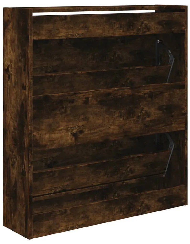 füstös tölgy színű szerelt fa cipőszekrény 80 x 21 x 87,5 cm