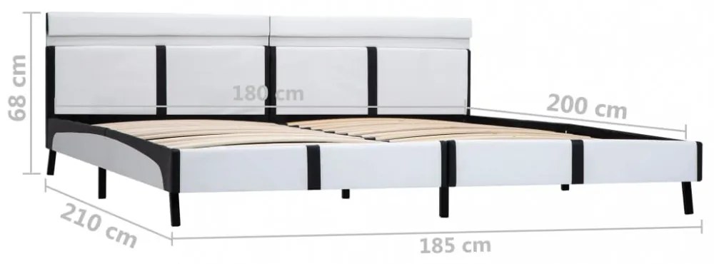 fehér LED-es műbőr ágykeret 180 x 200 cm