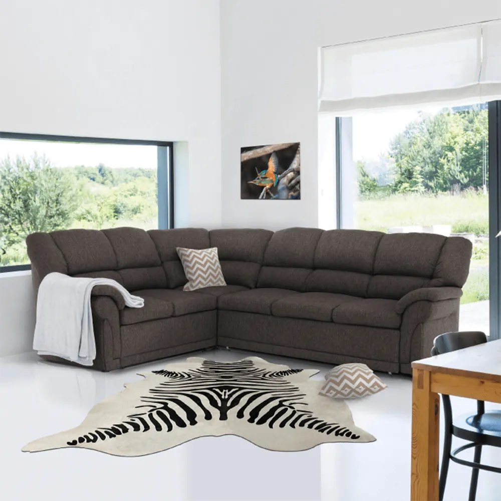 Sarokülőgarnitúra ágyfunkcióval és ágyneműtartóval, bal oldali kivitel, barna, AMELIA