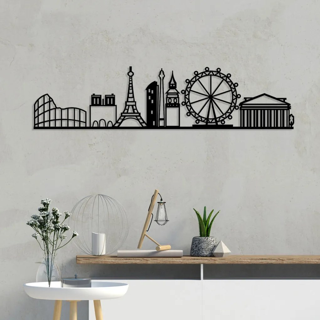 European fém fali dekoráció, 120×29 cm