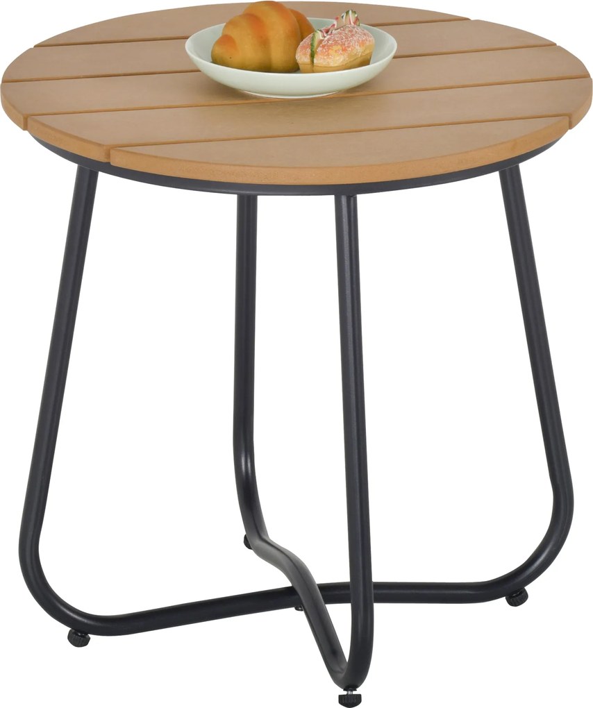 Outsunny Kerek Kerti Asztal - Elegáns Bútor Tartós Állítható Lábakkal - Dekoráció Kerthez, Teraszhoz, Nappalihoz - Acél Barna Ø49 x 48H cm | Aosom