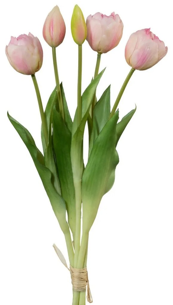 Tulipán műcsokor világos rózsaszín, 38 cm