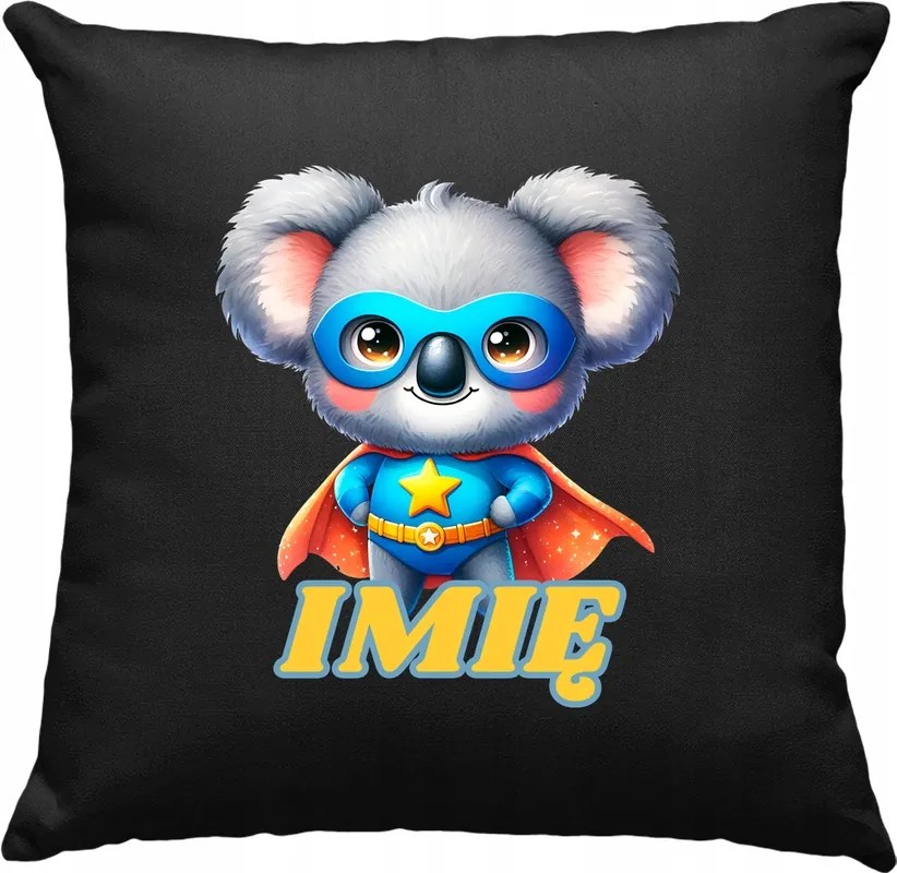 Gyerek párna Koala hős +Név Fekete
