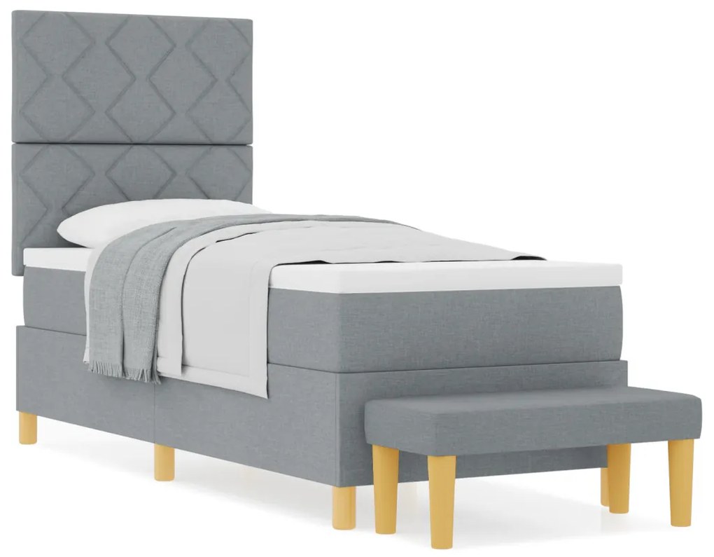 Boxspring Ágy Matracelemmel és Pad Light Grey 80x200 cm Szövet