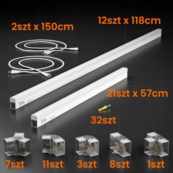 LED mennyezeti lámpatest LED/384W/85-265V 6500K 484x243 cm CRI 90 IP54 fehér