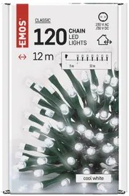 LED karácsonyi fényfüzér, 12 m, kültéri és beltéri, hideg fehér, időzítő