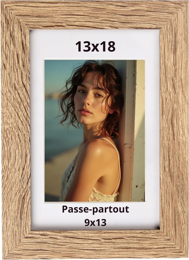 Képkeret 13x18 passepartout 9x13 natúr