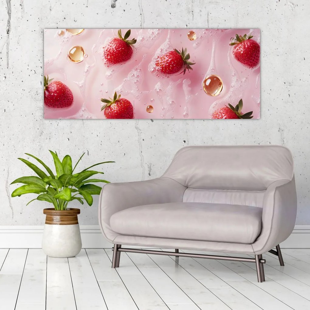 Kép - Eprek buborékokban (120x50 cm)