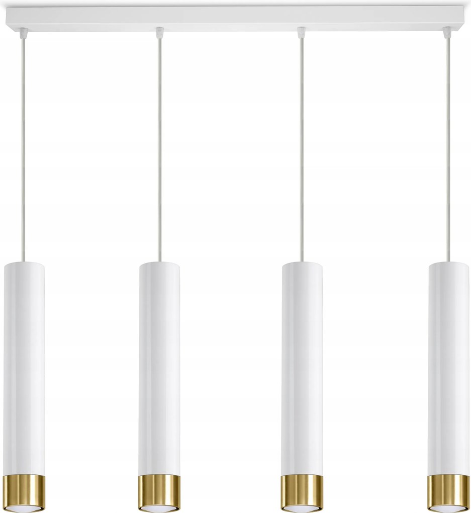 Függő lámpa Tubus Fém Fehér Arany Led GU10